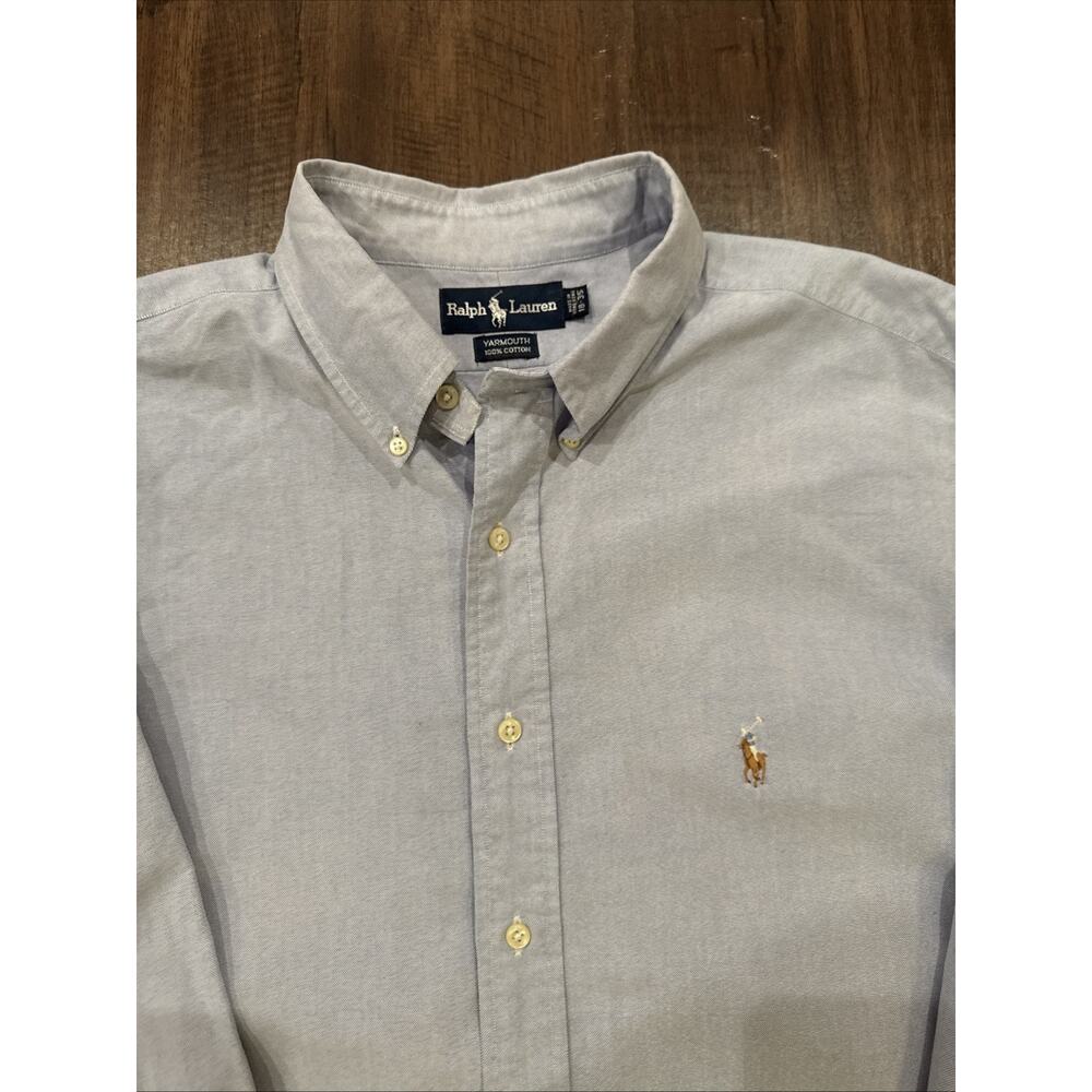 Ralph Lauren Shirt Mens 18-35 XXL Gray Yarmouth Oxford Button Down Dress